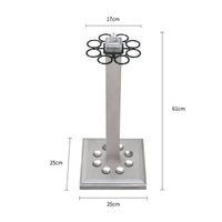 Metal Billiard Cue Floor Rack 8-Hole Pool Cue Floor Stand Square Base Pool Stick Holder Stand Tall