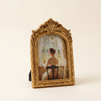 Arched Photo Frame Antique Gold Baroque Picture Frame Ornate Vintage-Inspired for Dresser, Bedside Table