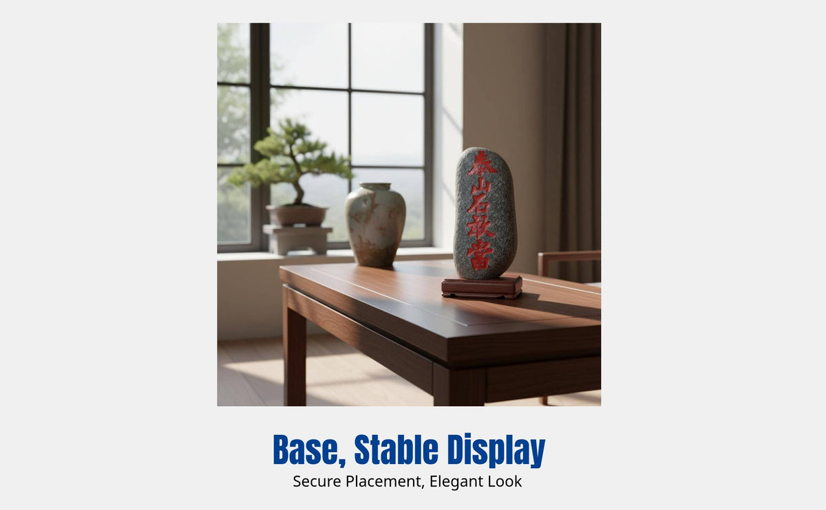 Natural Taishan Shigandang Stone Decoration, Carved Stone, Indoor Outdoor Feng Shui Decor, Entrance Guardian, With Base