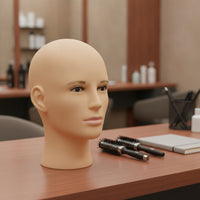 Bald Male Mannequin Head Realistic Male Mannequin Head Skin-Tone for Salons, Studios