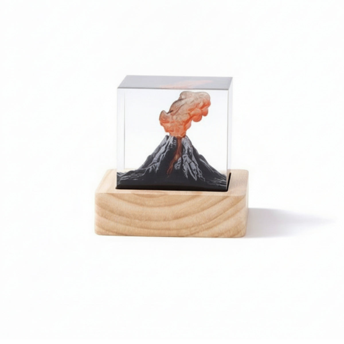 Ambient Volcano Lamp with Wooden Base Decorative Volcano Lamp with Wood Base Transparent Ornament Clear for Workspace
