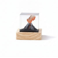Ambient Volcano Lamp with Wooden Base Decorative Volcano Lamp with Wood Base Transparent Ornament Clear for Workspace