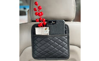 Quilted Car Storage Pouch Leather-Like Car Organizer with Pocket Space-Saving Long-Lasting for Road Trips