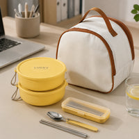 Foldable Bento Lunch Box, 620ml Single-Serving Snack Box with Cutlery, 304 Stainless Steel Food-Grade Compartments for Office & School, 15.5x4cm
