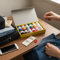 Portable Sewing Kit with 46-Piece Thread Set and Storage Box