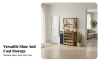 All-in-Single Solution Shoe and Coat Rack Space-Saving Design Hall Tree with Shoe Storage Large Capacity Complimentary Standing Entryway Rack Strong Load-Bearing for Apartment Dwellers, Homeowners, Families, Hallway, Mudroom, Dorm Room, Bedroom