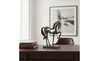 Horse Sculpture with Base Antique Bronze Rearing Horse Statue Elegant for Collectors, Entryway