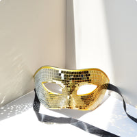 Cutout Eye Openings Mirror Mosaic Mask Reflective Disco Ball Mask Contoured Face Covering Elastic Strap