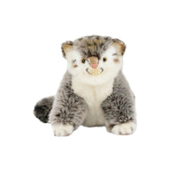 Pallas's Cat Stuffed Soft Stuffed Cat with Fuzzy Tail Toy Cute Seated for Collectors, Nursery, Desk