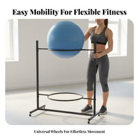 Movable Exercise Ball Rack Space-Saving Gym Ball Storage Organizer Stable & Non-Slip Heavy-Duty Steel Construction for Fitness Studio, Corner