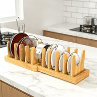 Plate and Lid Organizer Space-Saving Dish Rack with Divider Panels Upright
