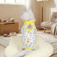 Cat Recovery Suit and Neuter Suit for Cats with Fasteners, Sleeveless Polyester Post Surgery Clothing, Abstract Weaning Suit for All Seasons