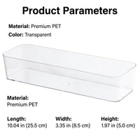 Storage Boxes for Shelves, Rectangular Organizer for Wardrobe Desk, Stackable Transparent Drawer Tray 1L