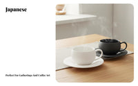 Comfortable Handle Ceramic Coffee Cup Set Great Gift Ceramic Coffee Mug with Saucer High-Temperature Fired for Adults, Cafe, Kitchen, Office
