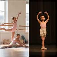 Girls' Ballet Dance Shorts with Bloomers and Leotard Set