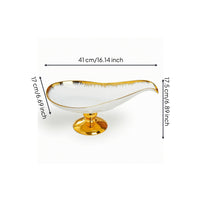 Gold-Plated Ceramic Pedestal Bowl White Ceramic Bowl with Pedestal Elegant Stylish for Hosts