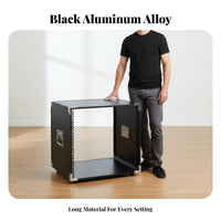 High Load Capacity Amplifier Rack Cabinet Reinforced Construction Stage Audio Equipment Rack Anodized Aluminum Frame Mixing Console Stand Waterproof Plywood for DJs, Musicians, Live Performance, KTV Room