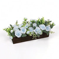 Artificial Flower Arrangement with Rustic Wooden Planter Box Farmhouse Tabletop Floral Arrangement Full Decor for Banquets