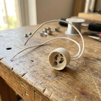 Home Improvement Ceramic Lamp Holder for 10mm Two-Pin and GZ10 Bulbs, T250 Heat Resistance for DIY Lighting, Long 20cm Exposed Copper Wire