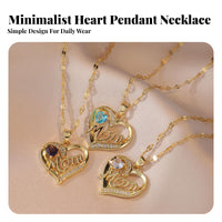 Heart Charm Necklace Titanium Steel Long Lasting Shine for Mothers Day