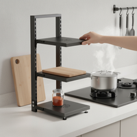 Adjustable 3-Tier Pot and Pan Organizer Rack for Kitchen Cabinet and Under-Sink Storage