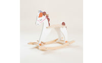 Anti-Tip Wooden Rocking Horse Natural Rocking Horse Safe Mountable Toy Balanced for Playroom
