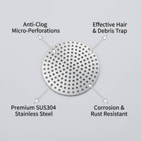 Round Drain for Shower Floor, Stainless Steel Strainer , Tub Cover for Homeowners, 8 Inch