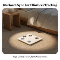 Connected Weight Scale High Accuracy Digital Home Scale Syncs with Fitness Apps Body Composition Analyzer for Families, Home Gym, Bedroom, Living Room