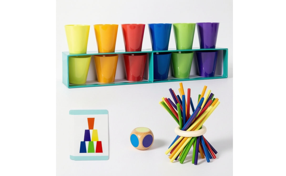 Color Sorting Toy with Cups Geometric Sorting Game Logical for Homeschool