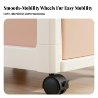 With Wheels School Bag Storage Cart Space Saving Multi-Tier Book Cart Large Capacity Mobile Bookshelf Easy to Assemble for Students, Kids, Study Room, Classroom, Bedroom