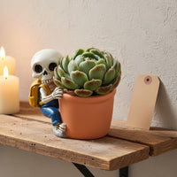 Skeleton Planter Pot Tabletop Decoration Planter Pot Easy to Clean Decor for Desk, Shelf