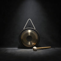 Gong with Mallet Resounding Brass Gong Traditional Percussion for Sound Effects, Temple Fairs