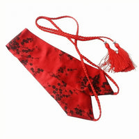 Floral Embroidery Hanfu Waist Belt Silk-Like Embroidered Waist Sash Braided Ties Embroidered Sash