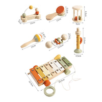 Natural Wood Wooden Musical Instrument Set Multicolor Percussion Instrument Set Sensory Interactive for Toddlers, Playroom