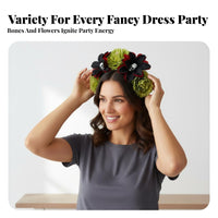 Skull Flower Headband Realistic Flowers Skull Flower Hairband Halloween Floral Headdress Universal Fit for Masked Festivity