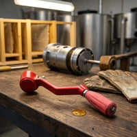 Honey Extractor Crank Handle Cylindrical Grip Red Crank Handle Angled Arm