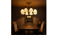 8-Head Chandelier Hardwired Petal Chandelier Pendant Light Multi-Arm Ceiling Fixture Layered for Living Room, Entryway