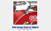 Jazz Drum Set for Kids, Small Size, Cartoon Design, Entry Level, Music Practice, Professional