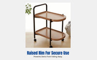 Mini Movable Tea Table, Sofa Side Table, Rolling Cart, Nordic Style, Space-Saving, Walnut Finish, Living Room