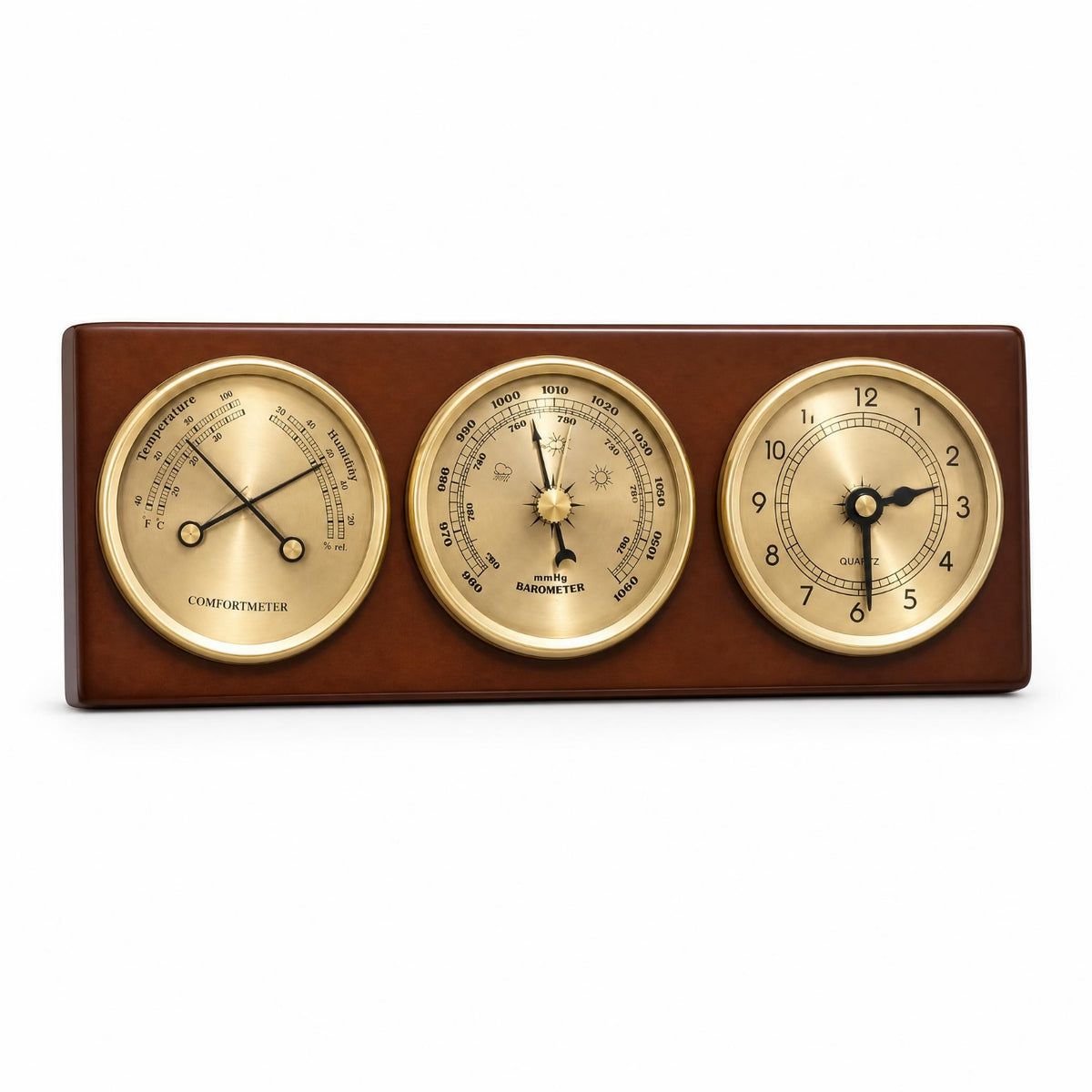 Needle Display Thermometer Hygrometer Air Pressure Gauge Gold Dial Analog Weather Station Temperature Humidity Pressure Indoor Analog Weather Gauge Compact
