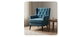 Modern Design Button-Tufted Wingback Chair Comfortable Cushion Button-Tufted Wingback Armchair Sturdy Frame Living Room Furniture Skin-Friendly Upholstery for Office Workers, Homeowners, Readers, Balcony, Bedroom, Reading Nook, Reception Area
