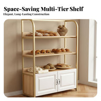 Bakery Display Shelf Sturdy Frame Bread Display Stand with Cabinet Heavy-Duty Multi-Tier Retail Shelving Unit for Retailers, Pastry Shop, Supermarket