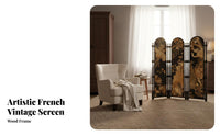 French design Arched Multi-Panel Screen Foldable Room separater Movable Folding Partition Vintage Design for Apartment Dwellers, Homeowners, Interior Designers, Bedroom, Home awayice, Entryway
