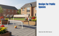 Outdoor seating bench, Stainless Steel Bench, Anti Wood, Cast Aluminum Legs, Modern Public Seating