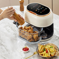 Oil Free Large Glass Air Fryer Adjustable Temperature Air Fryer 60-Minute Timer Kitchen Appliance Portable for Visible-Window Cooking