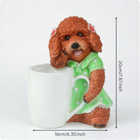 Resin Dog Planter with Cup Cute Dog Planter Whimsical Ornament Decorative for Windowsill