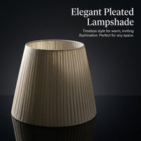 Bedside Table Lamp Shade with Pleated Material in Warm Beige, Drum Lampshade for Living Room and Floor Cloth for Interior Designers