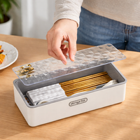 Cutlery Storage Box, Utensil Holder Box with Lid, Modern Minimalist Chopstick Container for Kitchen & Dining, Drainage Feature