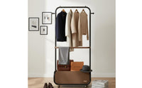 Rolling Clothes Rack with Storage Bin Space Saving Mobile Garment Rack with Shelf Large Capacity Bedroom Valet Stand for Entryway, Dorm Room