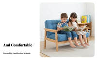 Hardwood Wood Framiniature Double children's Bench 2-Seater Toddler Sofa Photography Prop kids' Furniture Modern Design for Boys and Girls, Preschoolers, Kindergarten, literary Corner, Playroom, Daycare